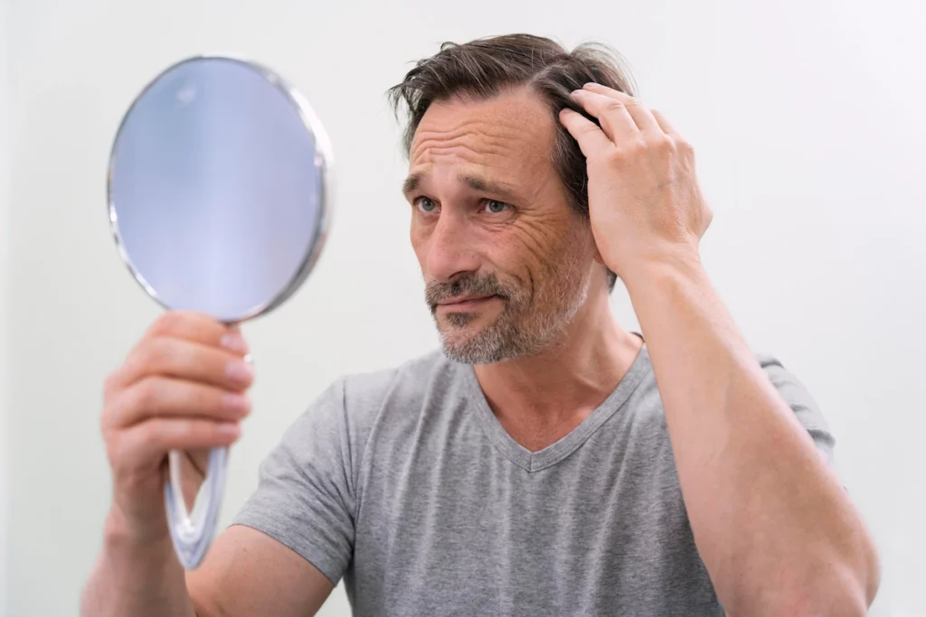 Second Hair Transplant Consultation at DHI Malaysia Doctor evaluating a patient for a second hair transplant procedure in Malaysia and assessing long-term hair restoration goals.